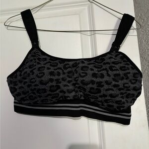 Leopard Print Black and Gray Women's Maternity/Nursing Bra